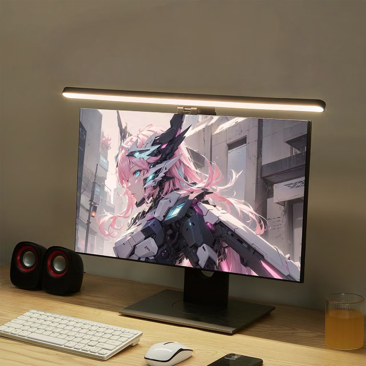 Desk Setup Study - LED Monitor Light Hanging Desk Lamp