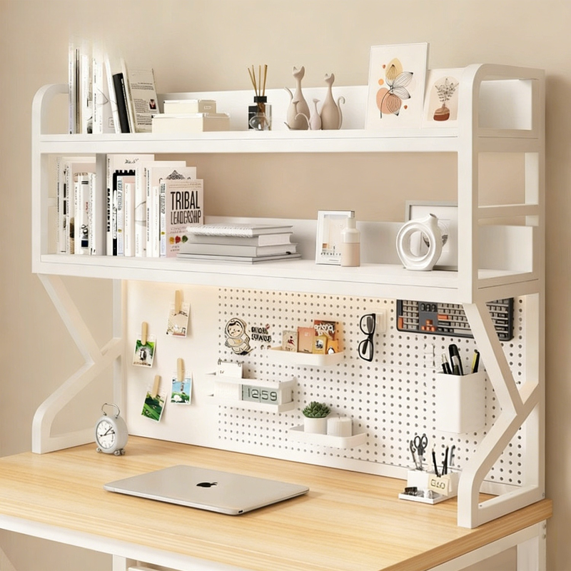 Desk Setup Study - Desktop Storage Shelf with Pegboard Organizer,
