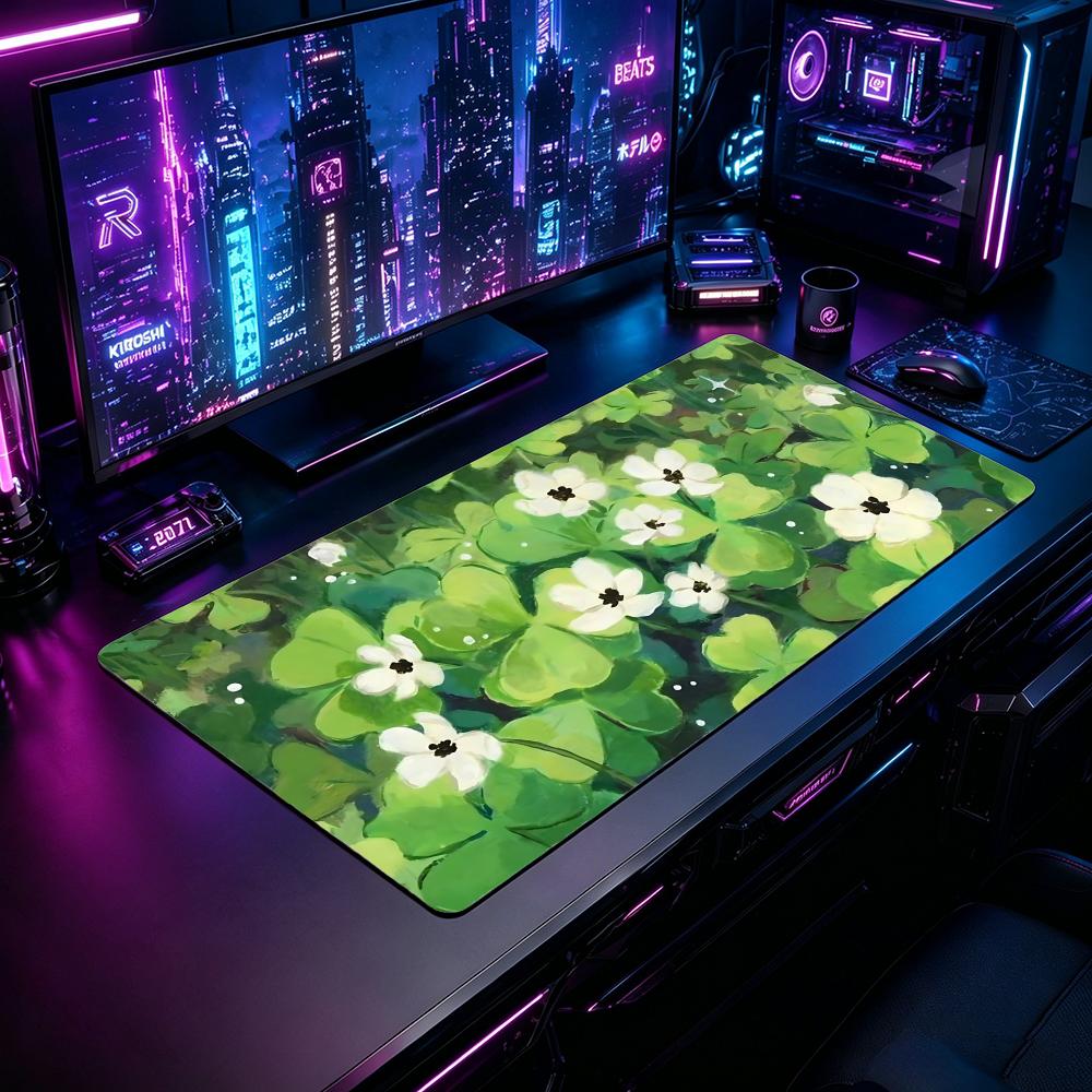 Desk Setup With Plants - Nature GGreen plants flowersed Mouse Pad