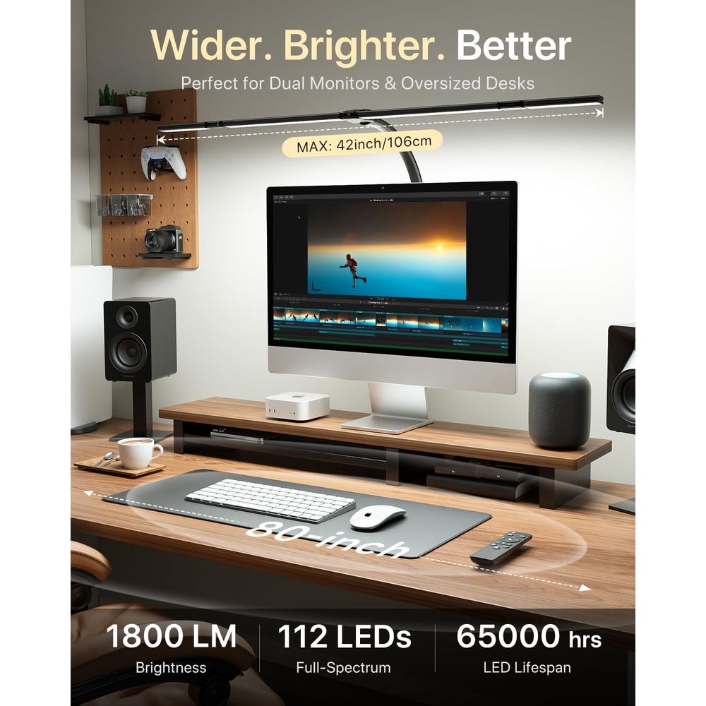 42-inch LED Desk Lamp with Adj - Desk Setup Dual Monitor recension och pris