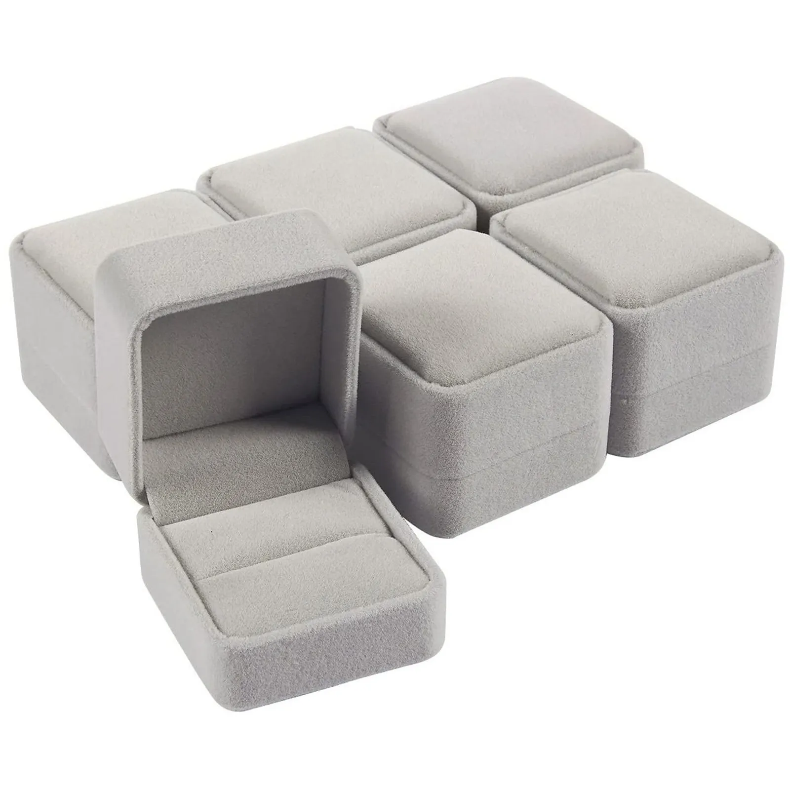 6PCS Square Velvet Ring Box Ri - Ring Binder Box recension och pris