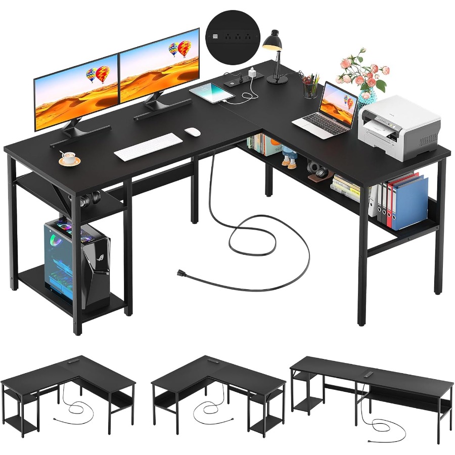 Reversible L Shaped Desk with  - Desk Setup Office recension och pris