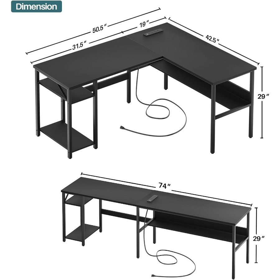 Reversible L Shaped Desk with  - Desk Setup Office recension och pris