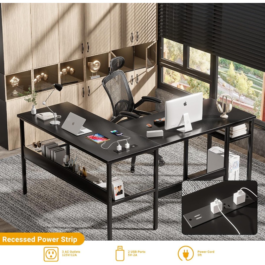 Reversible L Shaped Desk with  - Desk Setup Office recension och pris
