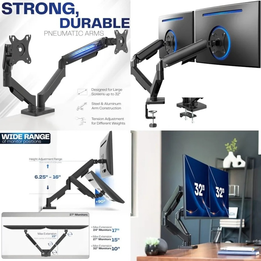 Dual Monitor Stand, Fully Adju - Desk Setup Dual Monitor recension och pris