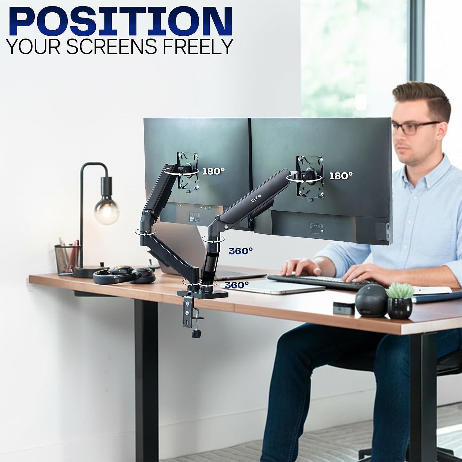 Dual Monitor Stand, Fully Adju - Desk Setup Dual Monitor recension och pris