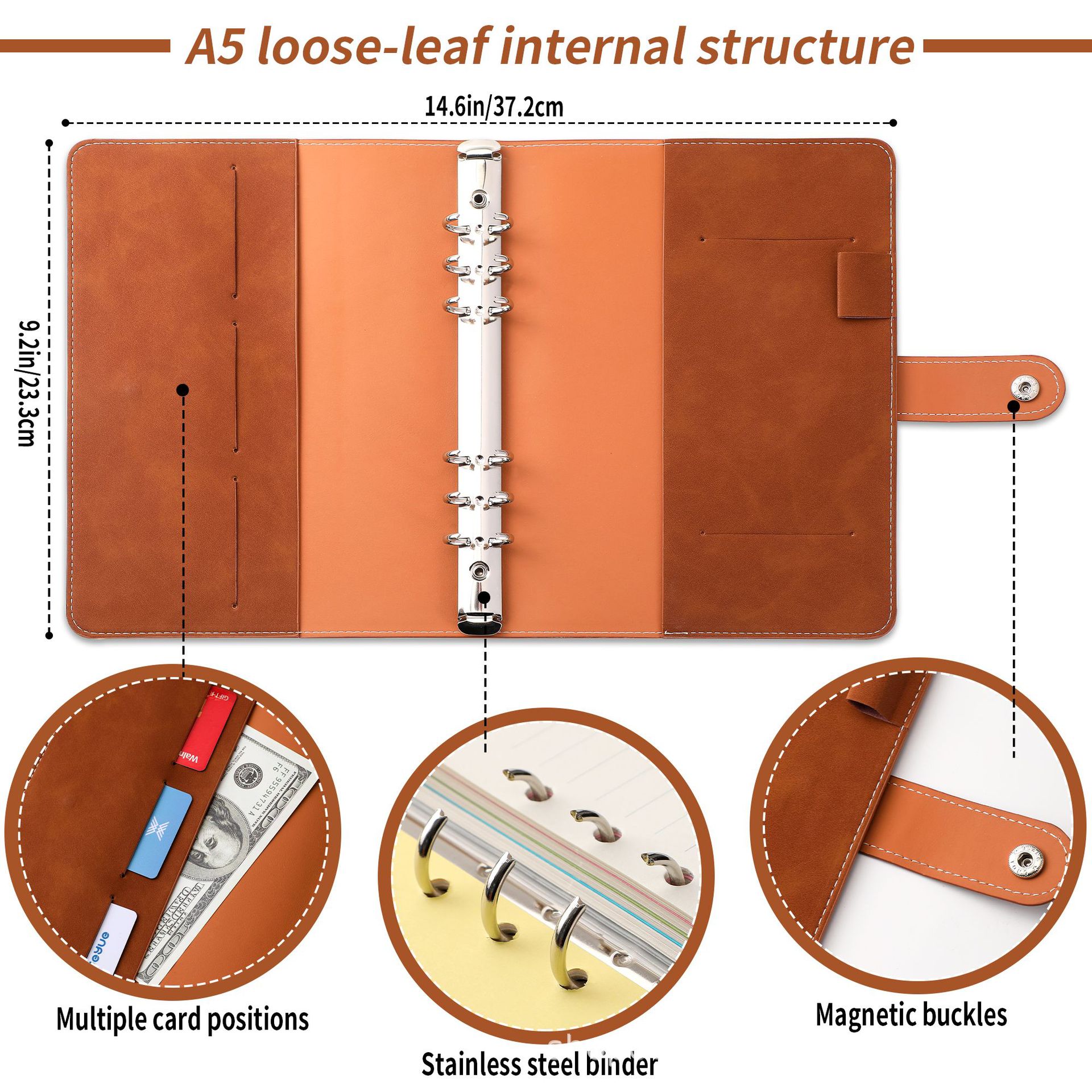 A5 Soft PU Leather Notebook Bi - Ring Binder Box recension och pris