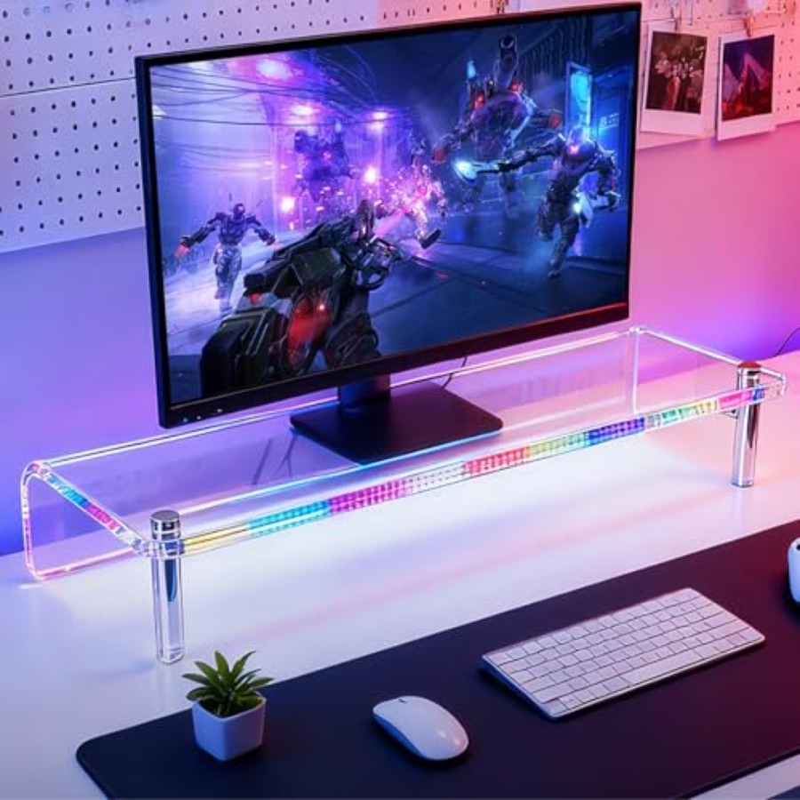 Acrylic Monitor Stand with WRG - Desk Setup With Laptop And Monitor recension och pris
