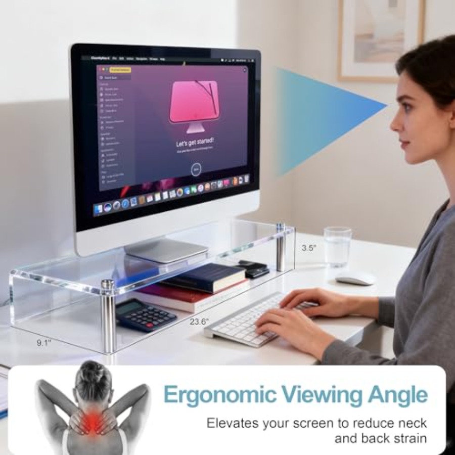 Acrylic Monitor Stand with WRG - Desk Setup With Laptop And Monitor recension och pris