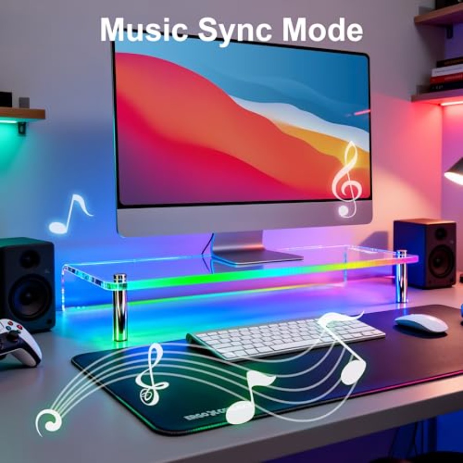 Acrylic Monitor Stand with WRG - Desk Setup With Laptop And Monitor recension och pris