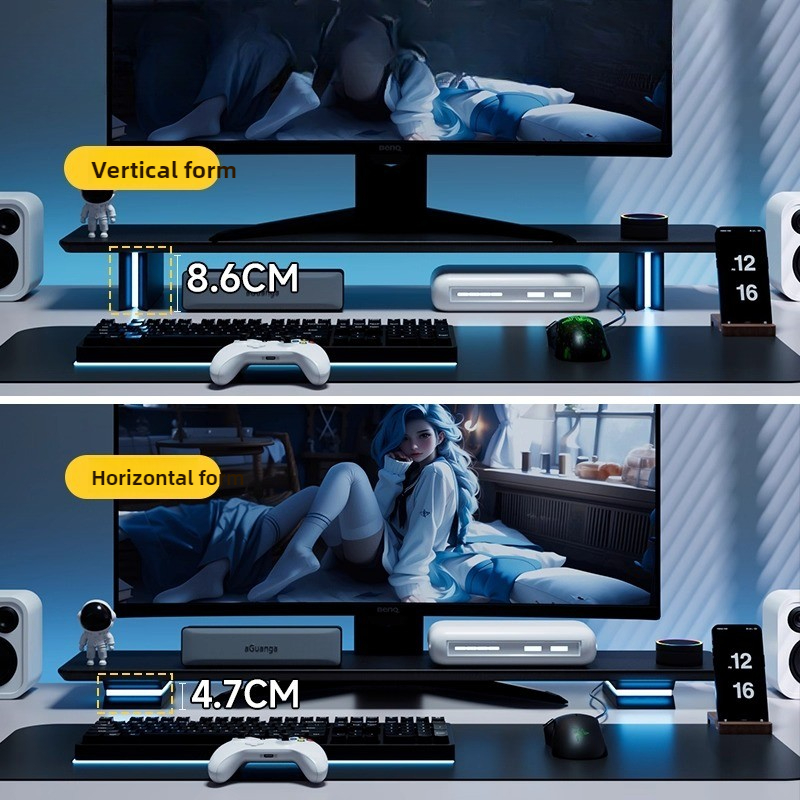 RGB Monitor Stand Ergonomic Co - Desk Setup With Laptop And Monitor recension och pris