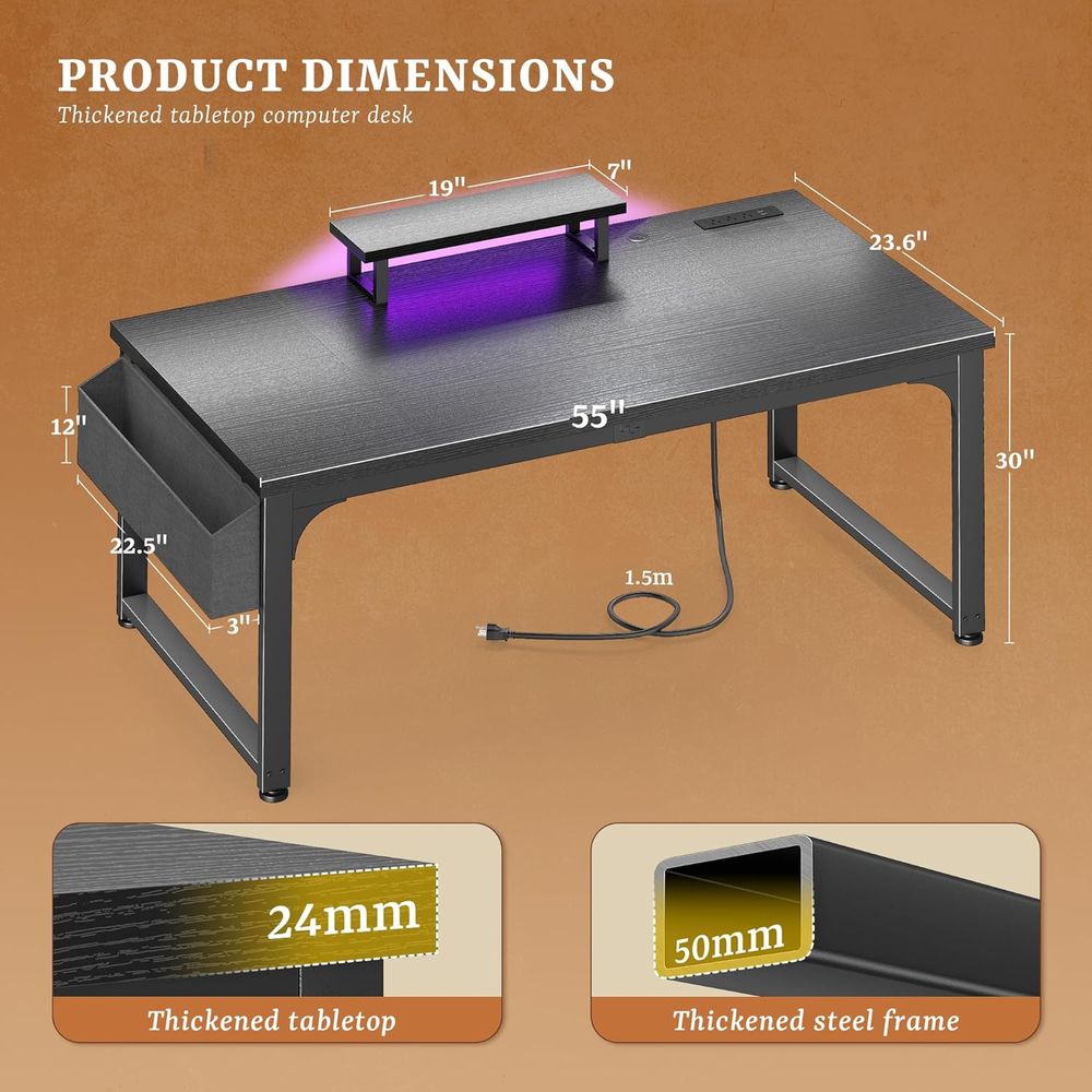 55 Inch LED Gaming Desk with P - Desk Setup Dual Monitor recension och pris