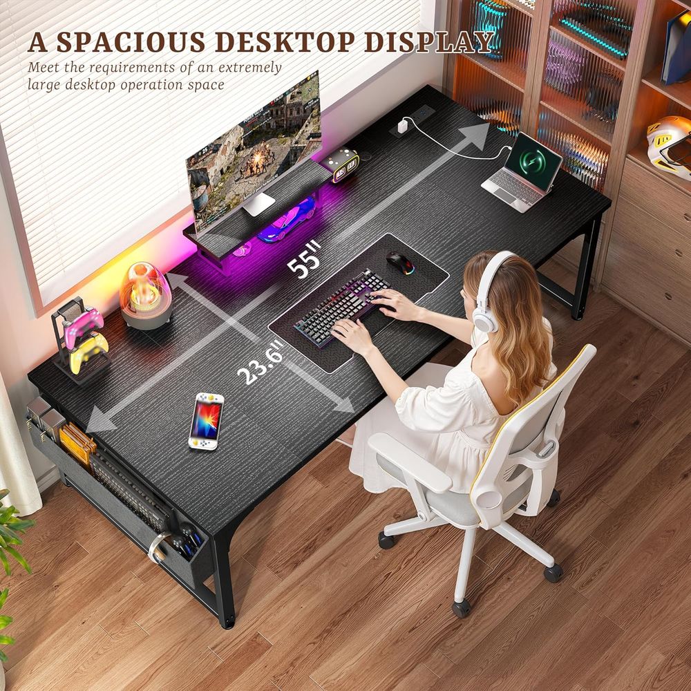 55 Inch LED Gaming Desk with P - Desk Setup Dual Monitor recension och pris