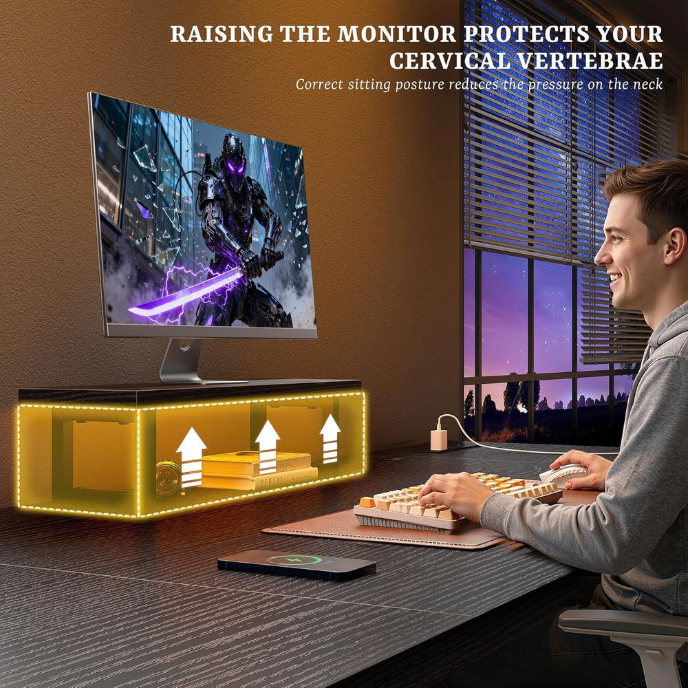 55 Inch LED Gaming Desk with P - Desk Setup Dual Monitor recension och pris