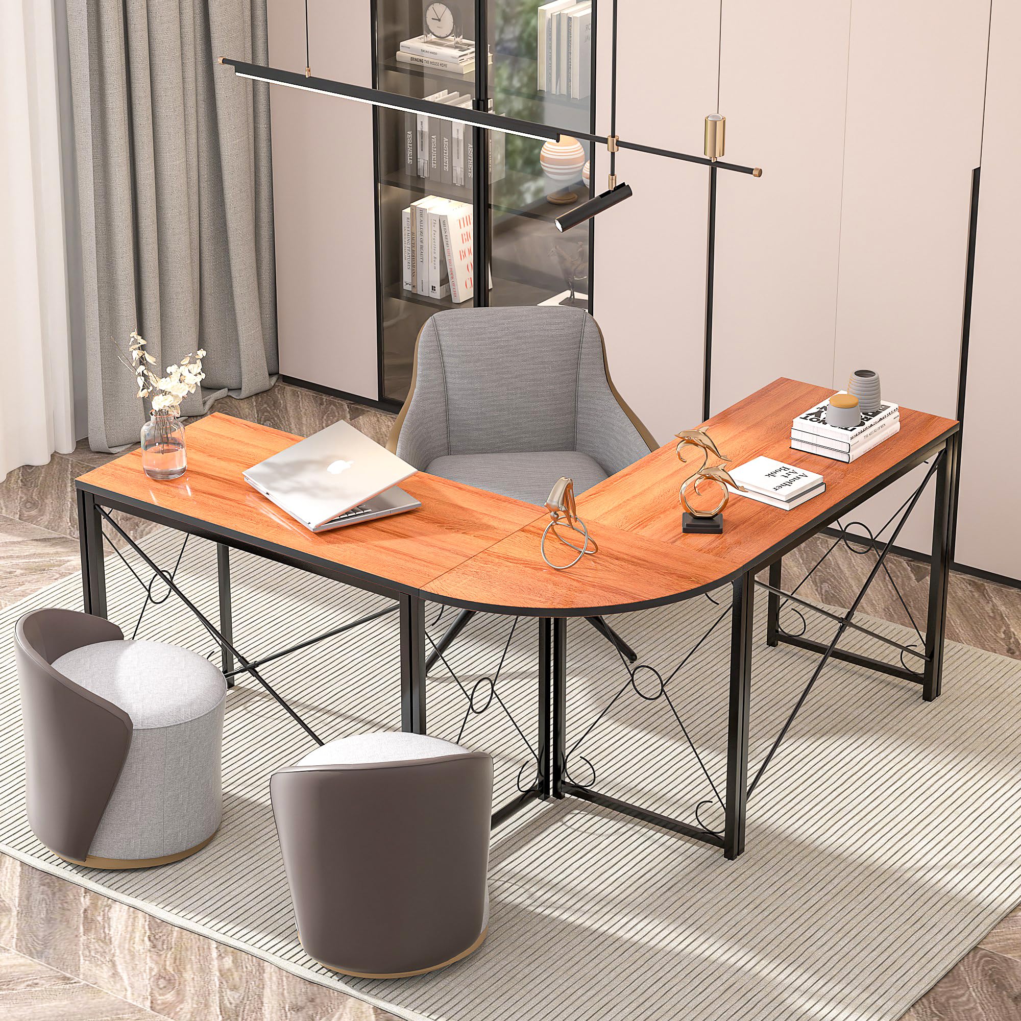 L-Shaped Computer Desk With Me - Desk Setup Dual Monitor recension och pris
