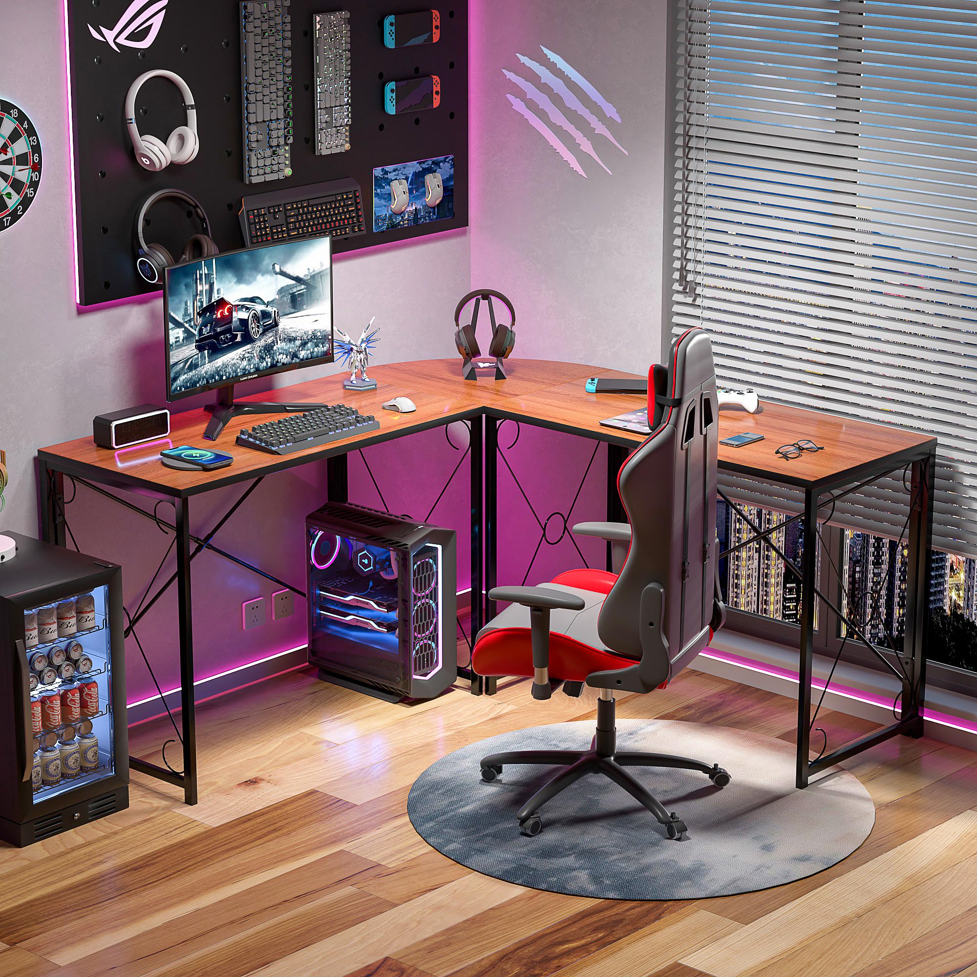 L-Shaped Computer Desk With Me - Desk Setup Dual Monitor recension och pris