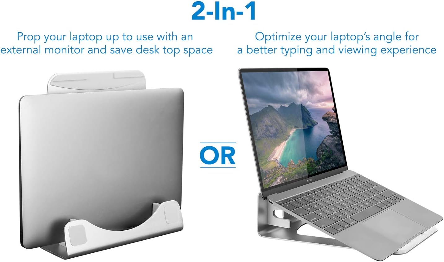 Vertical Laptop Stand for Desk - Desk Setup With Laptop And Monitor recension och pris