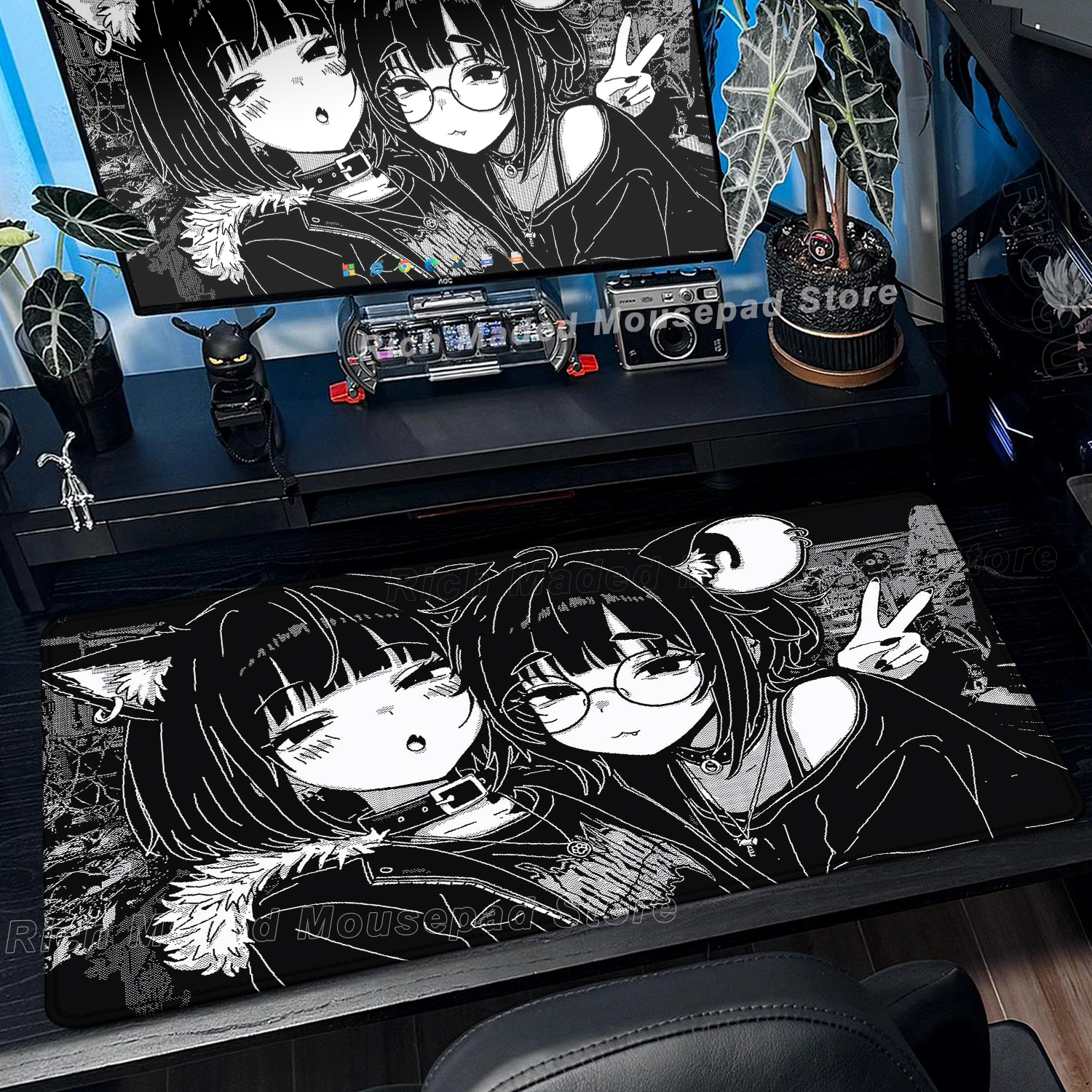 Black White Anime Girl Mouse P - Desk Setup Anime recension och pris
