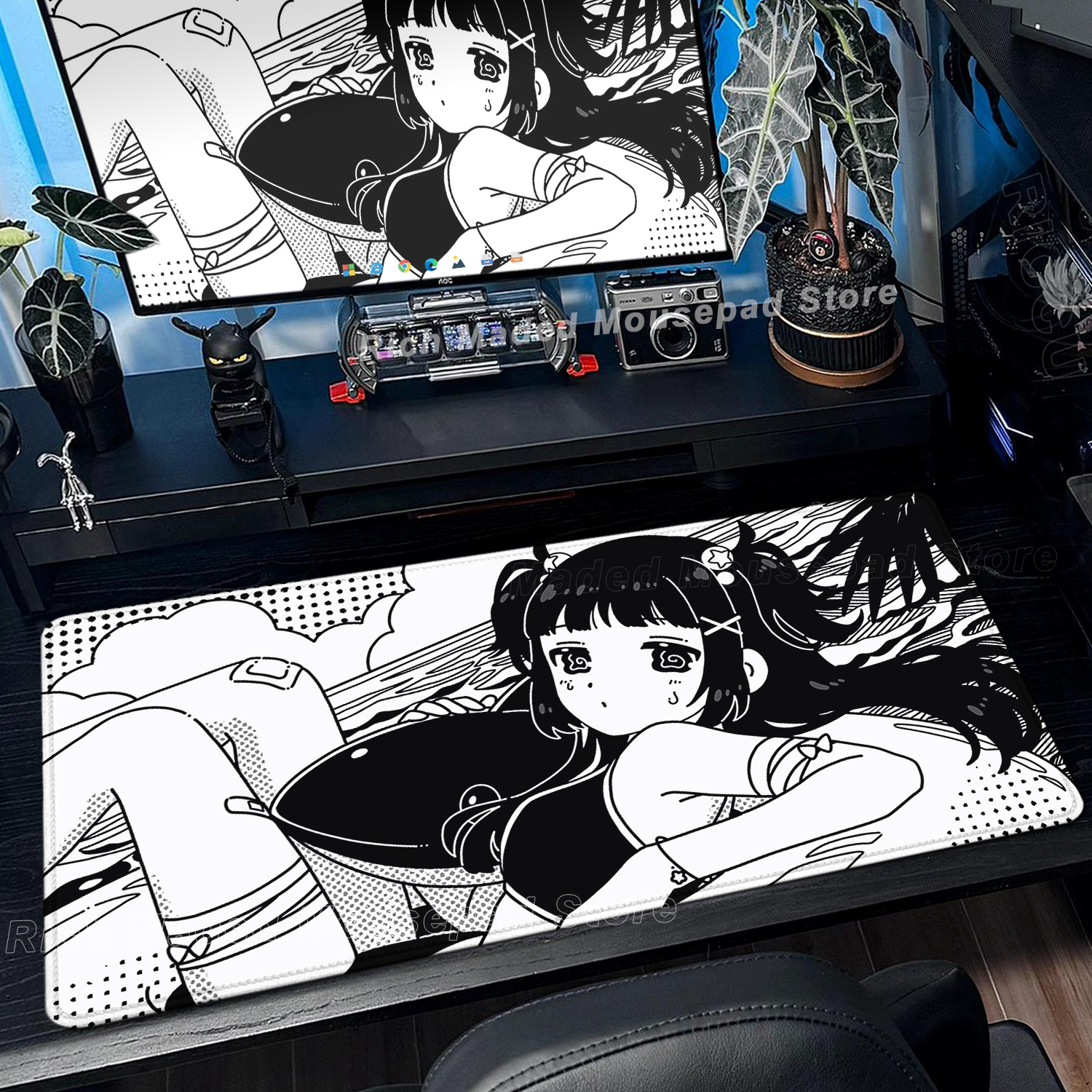 Black White Anime Girl Mouse P - Desk Setup Anime recension och pris