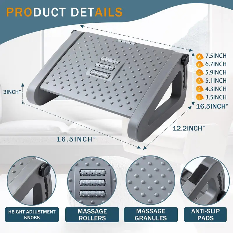 Portable Adjustable Foot Rest  - Desk Setup Office recension och pris