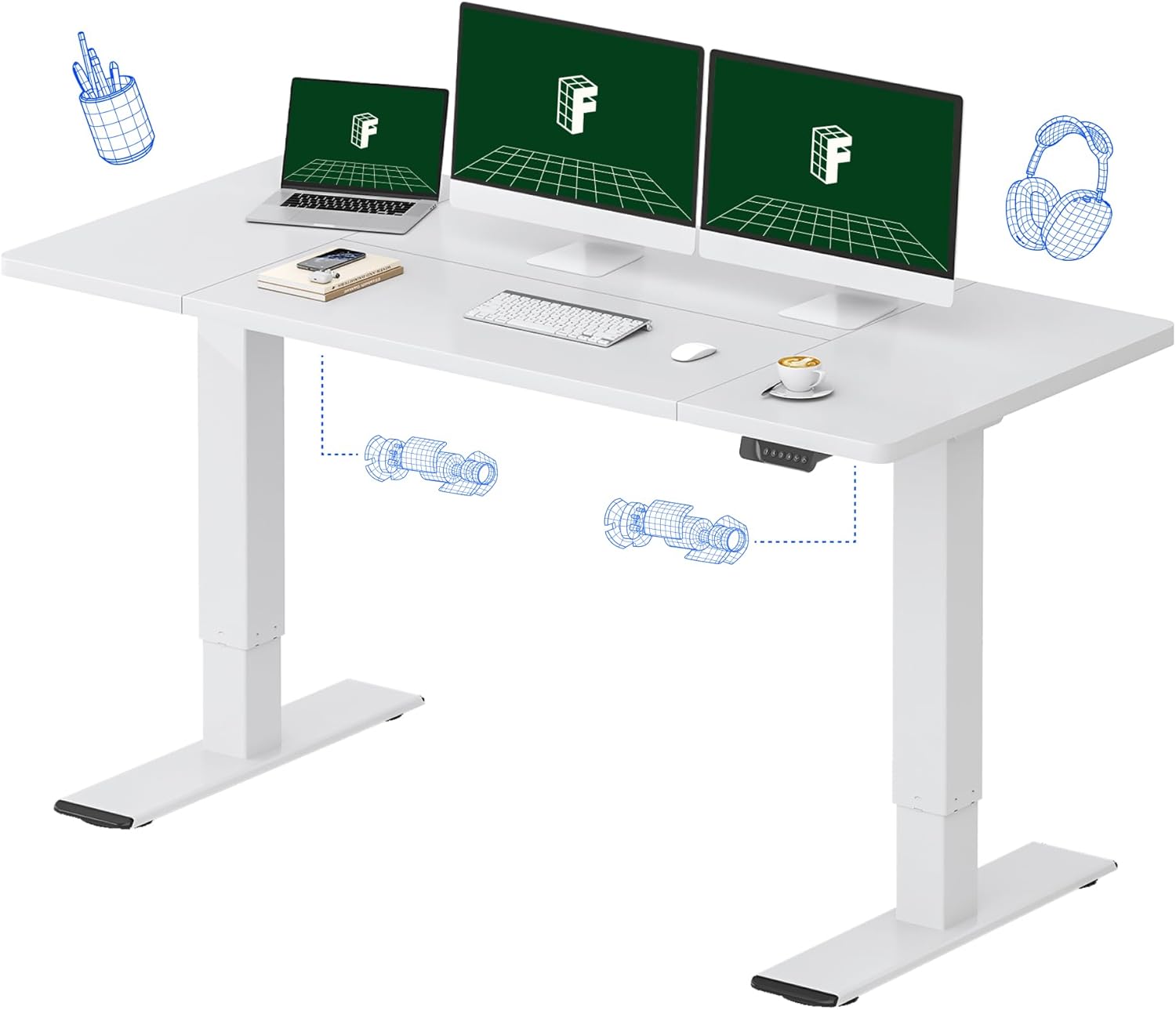 Large Electric Standing Desk w - Desk Setup Dual Monitor recension och pris