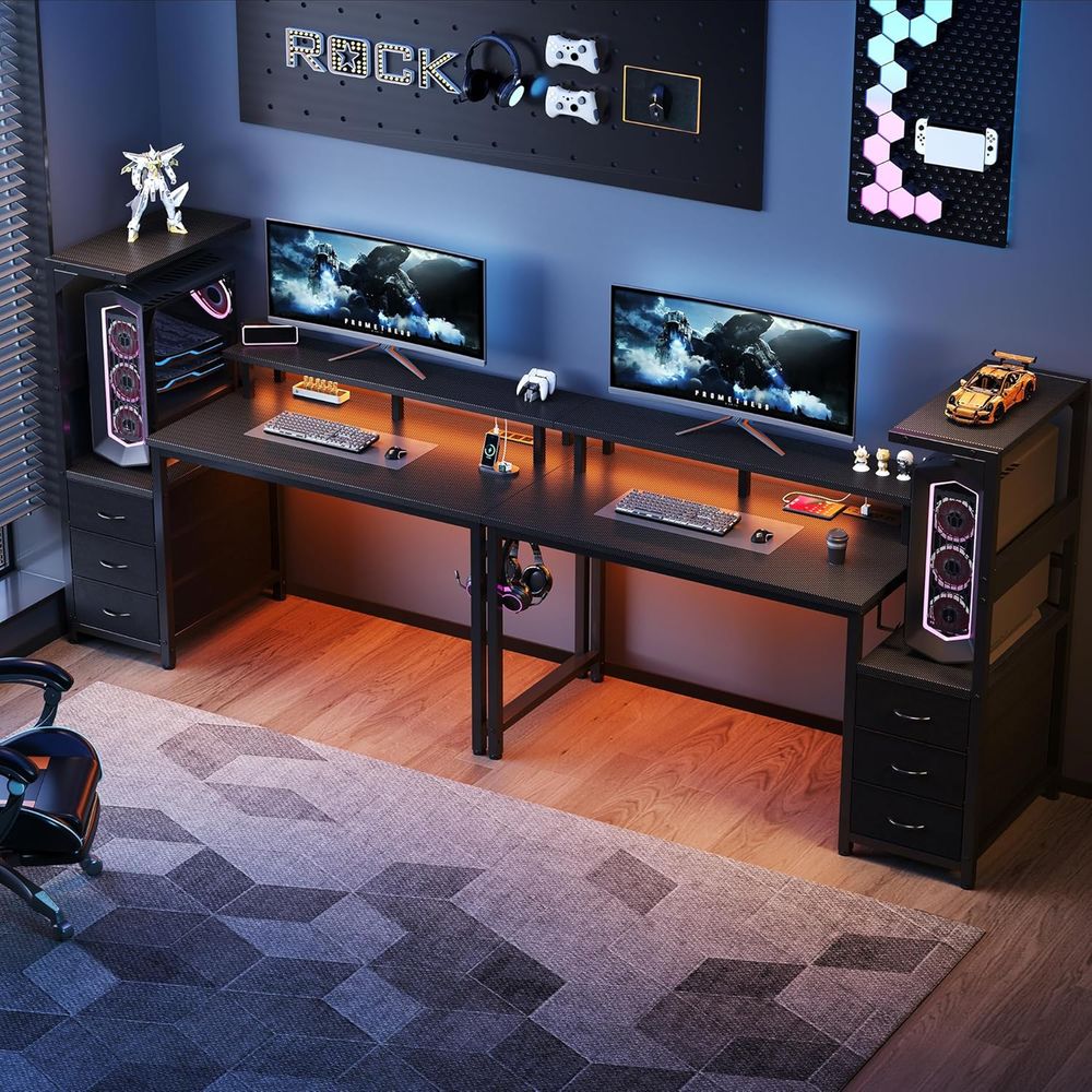 52'' L-Shaped Gaming Desk with - Desk Setup Dual Monitor recension och pris