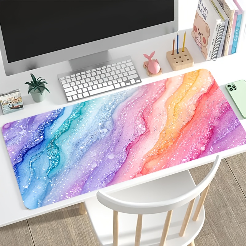 Vibrant Rainbow Glitter Marble - Desk Setup For Office recension och pris