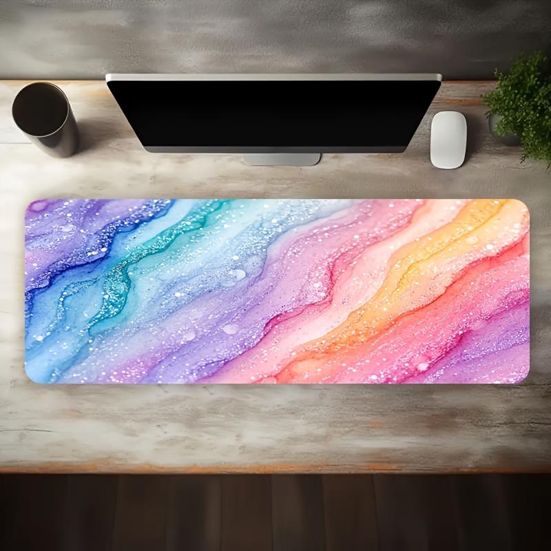 Vibrant Rainbow Glitter Marble - Desk Setup For Office recension och pris