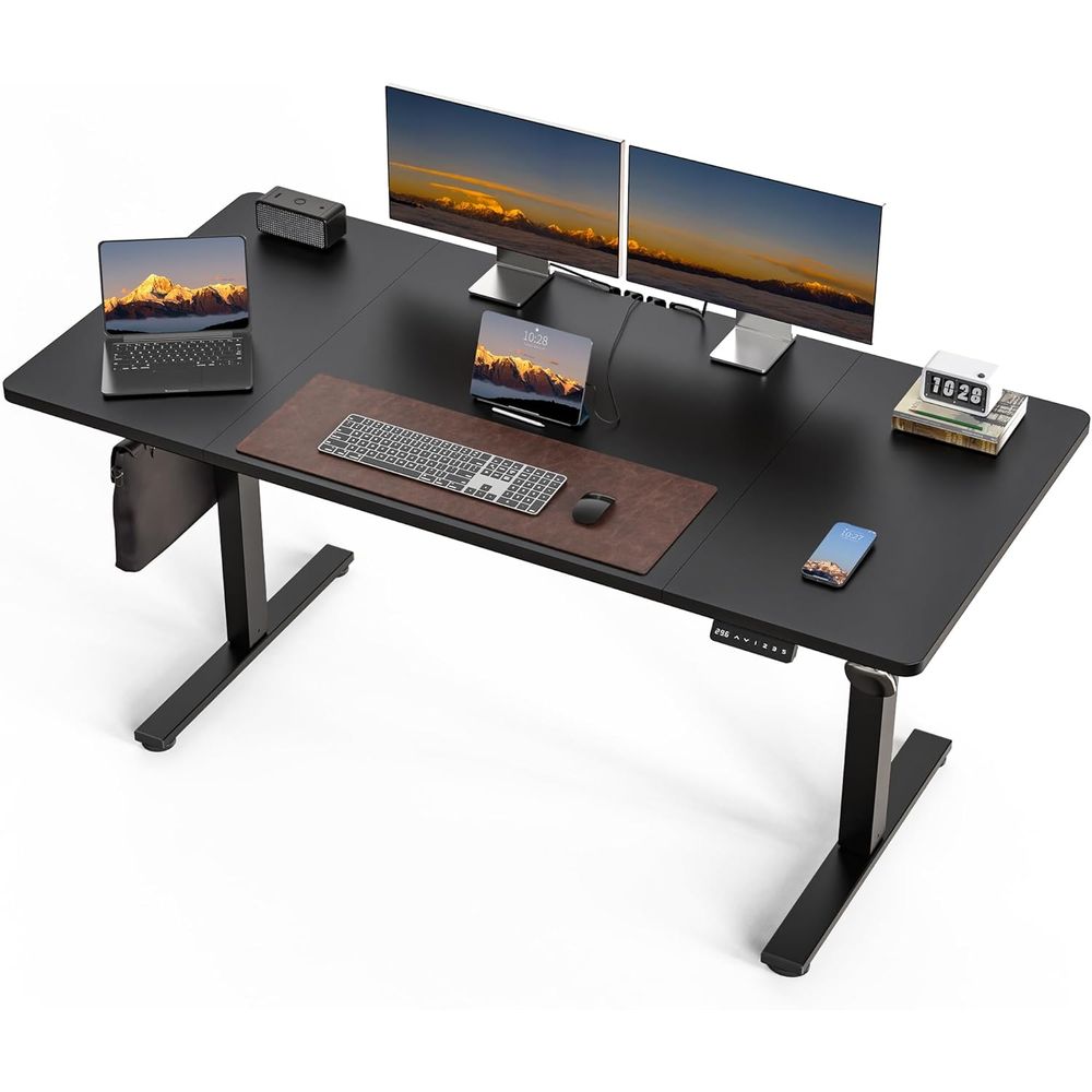 Large 63x30 Electric Adjustabl - Desk Setup Dual Monitor recension och pris