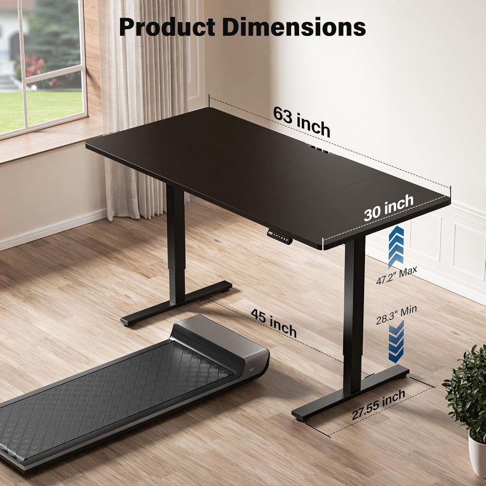 Large 63x30 Electric Adjustabl - Desk Setup Dual Monitor recension och pris