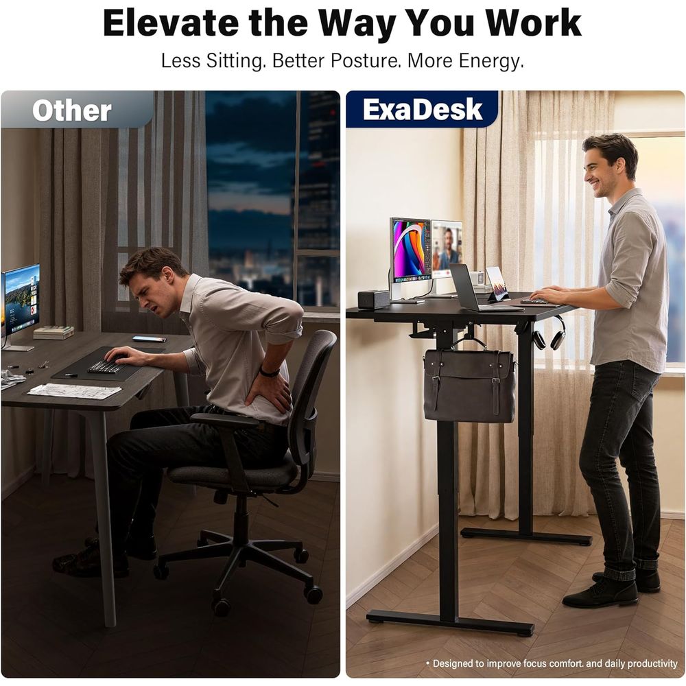 Large 63x30 Electric Adjustabl - Desk Setup Dual Monitor recension och pris