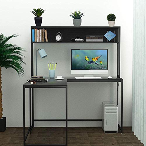 55 Inch Black L-Shape Corner W - Desk Setup Dual Monitor recension och pris