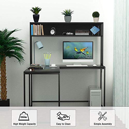55 Inch Black L-Shape Corner W - Desk Setup Dual Monitor recension och pris