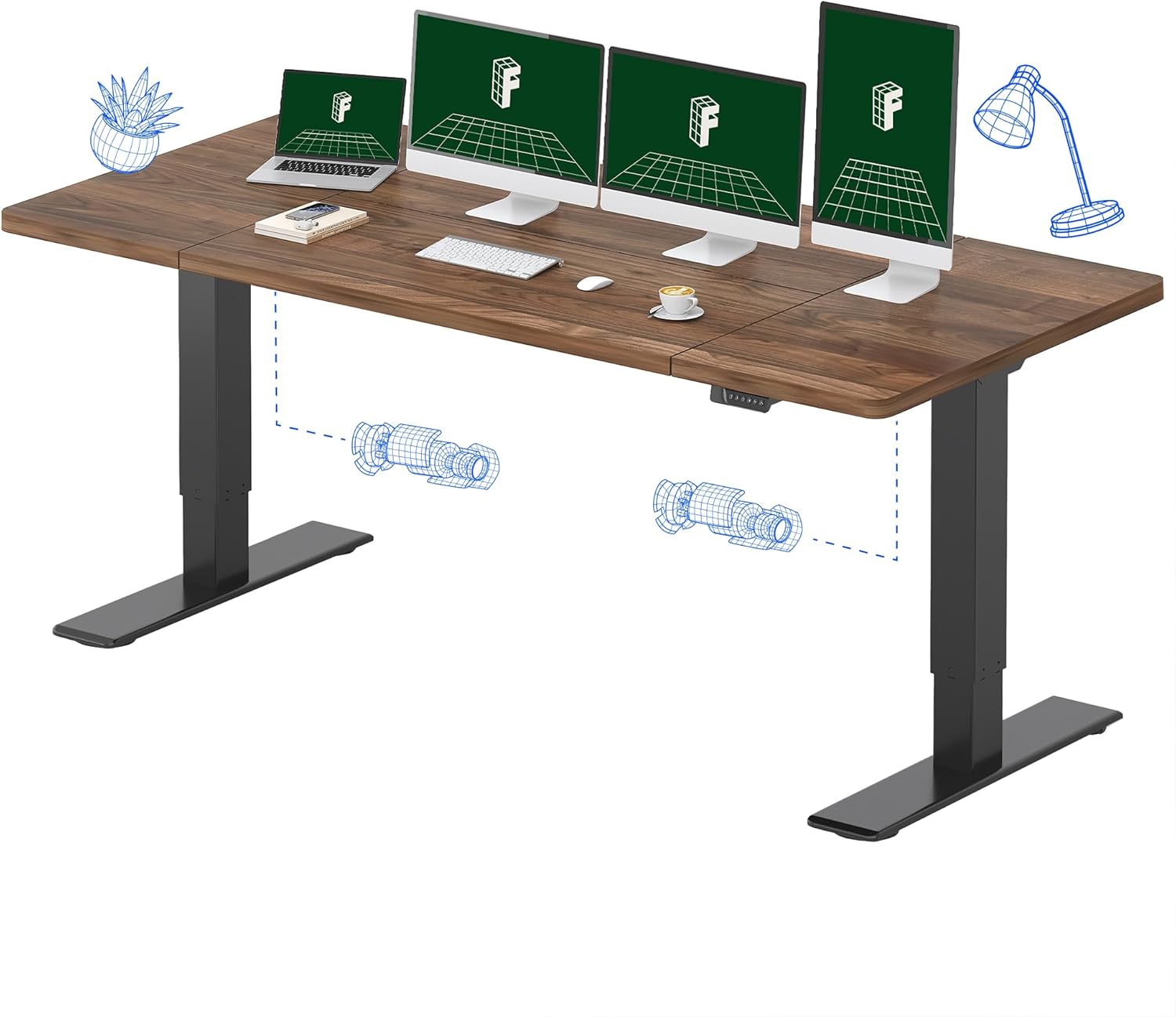 Electric Standing Desk with Du - Desk Setup Dual Monitor recension och pris