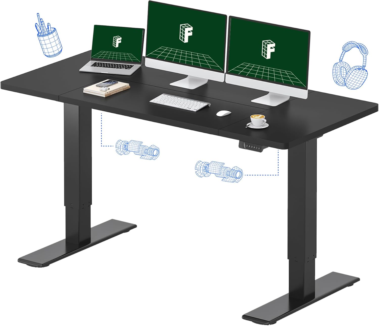 Electric Standing Desk with Du - Desk Setup Dual Monitor recension och pris