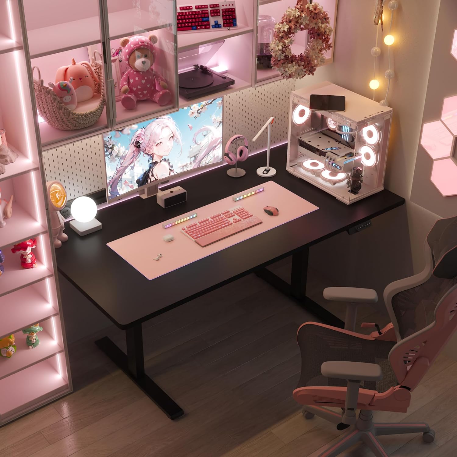 Electric Standing Desk with Du - Desk Setup Dual Monitor recension och pris