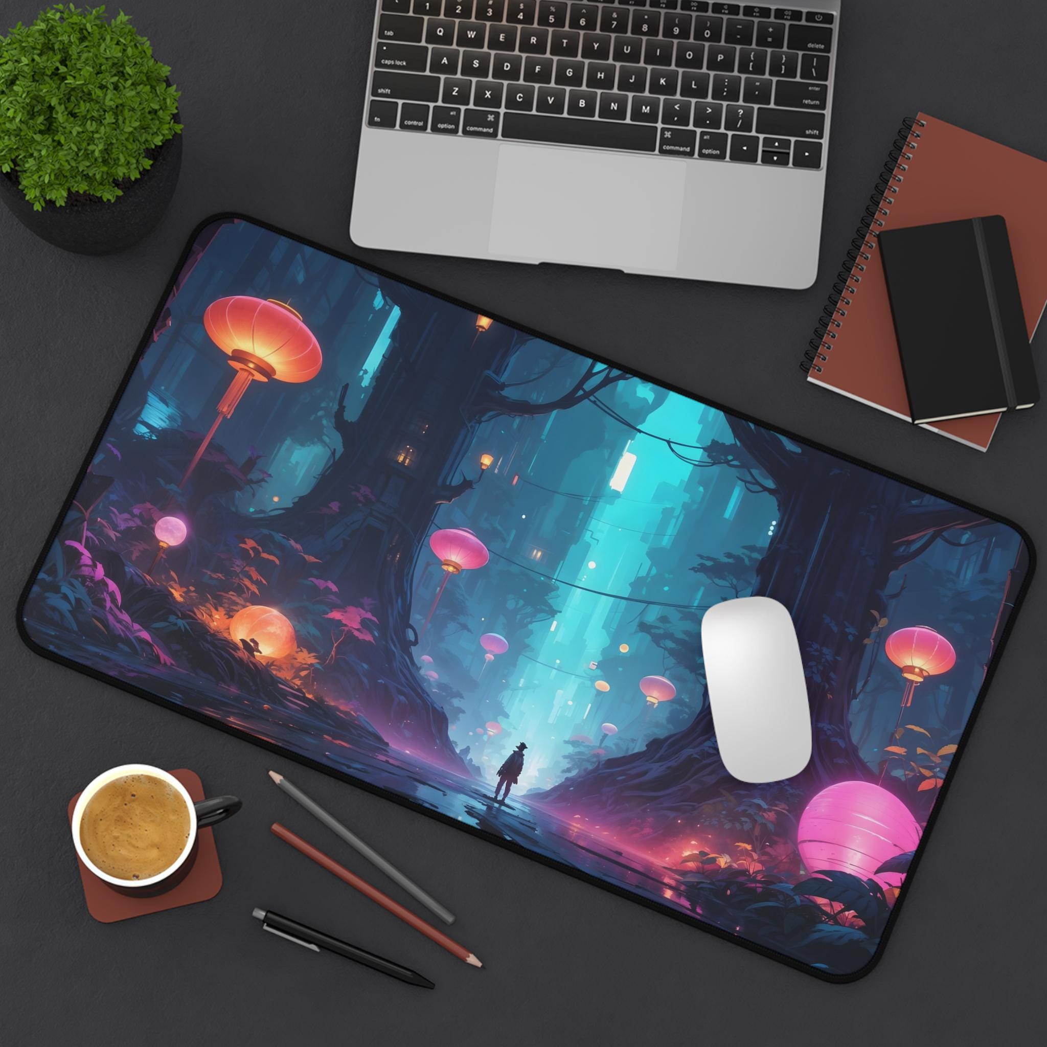 Mushroom Forest Desk Pad， Plan - Desk Setup With Plants recension och pris