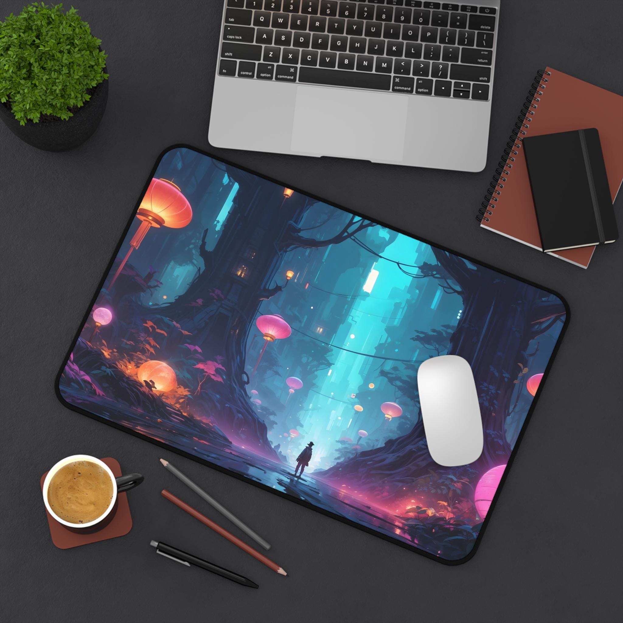 Mushroom Forest Desk Pad， Plan - Desk Setup With Plants recension och pris