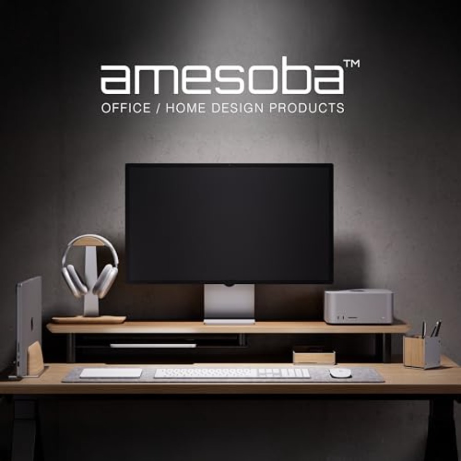 White Oak Dual-Tier Ergonomic  - Desk Setup Dual Monitor recension och pris