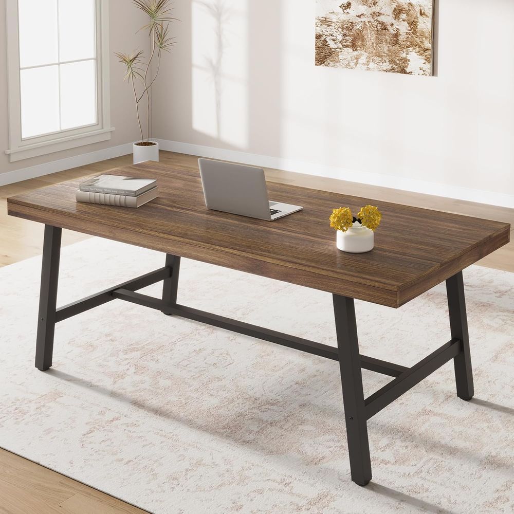 Extra Long Industrial-Style Ru - Desk Setup Dual Monitor recension och pris