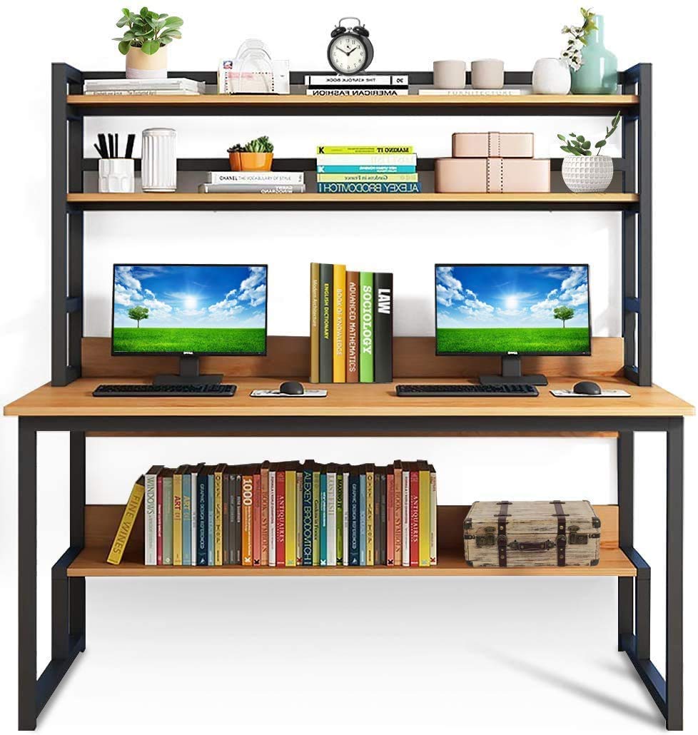 55-Inch Wide Computer Desk Wit - Desk Setup Dual Monitor recension och pris